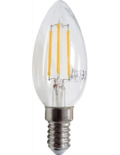 Bec Filament LED E14 Lumanare, 4W, Alb Cald