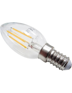 Bec Filament LED E14 Lumanare, 4W, Alb Cald