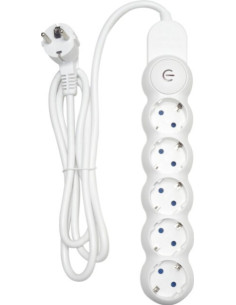 Prelungitor cu 5 prize Schuko, cablu 1.5m, sectiune 3x1.5mm, intrerupator inclus