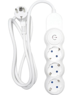 Prelungitor, 3 Prize Schuko, Cablu 1.5m, 3X1.5mm, Intrerupator