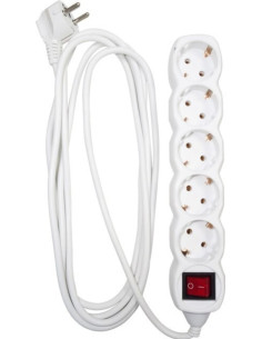 Prelungitor cu 5 Prize Schuko, Cablu 3m, Intrerupator