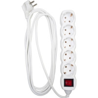 Prelungitor cu 5 Prize Schuko, Cablu 3m, Intrerupator