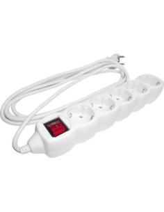 Prelungitor cu 5 Prize Schuko, Cablu 3m, Intrerupator