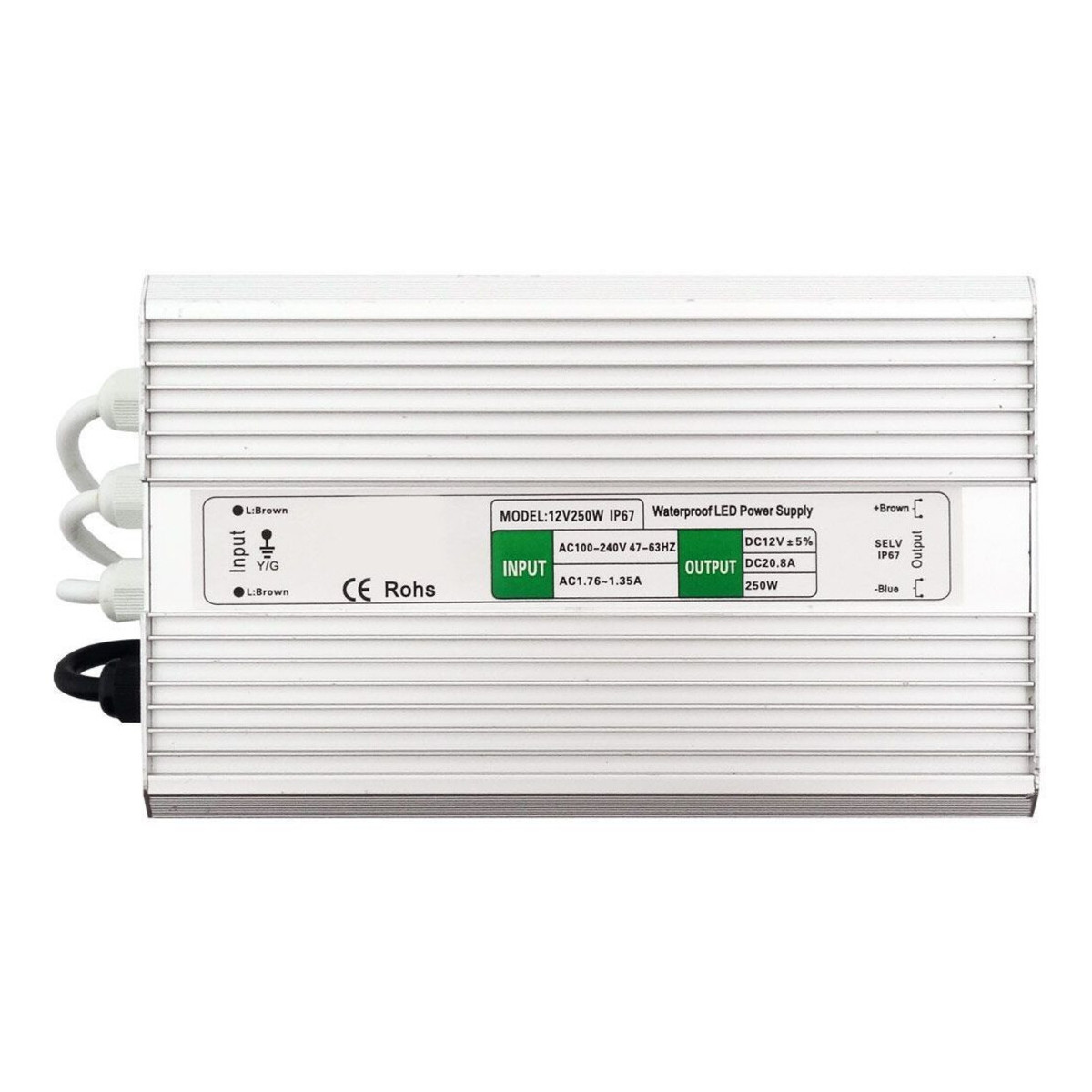Transformator LED 12V, 250W, 21A, IP65