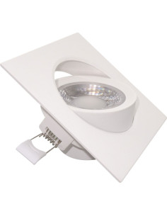 Spot LED 9W, Alb Rece, Reglabil, IP44, Patrat, Rama Alba