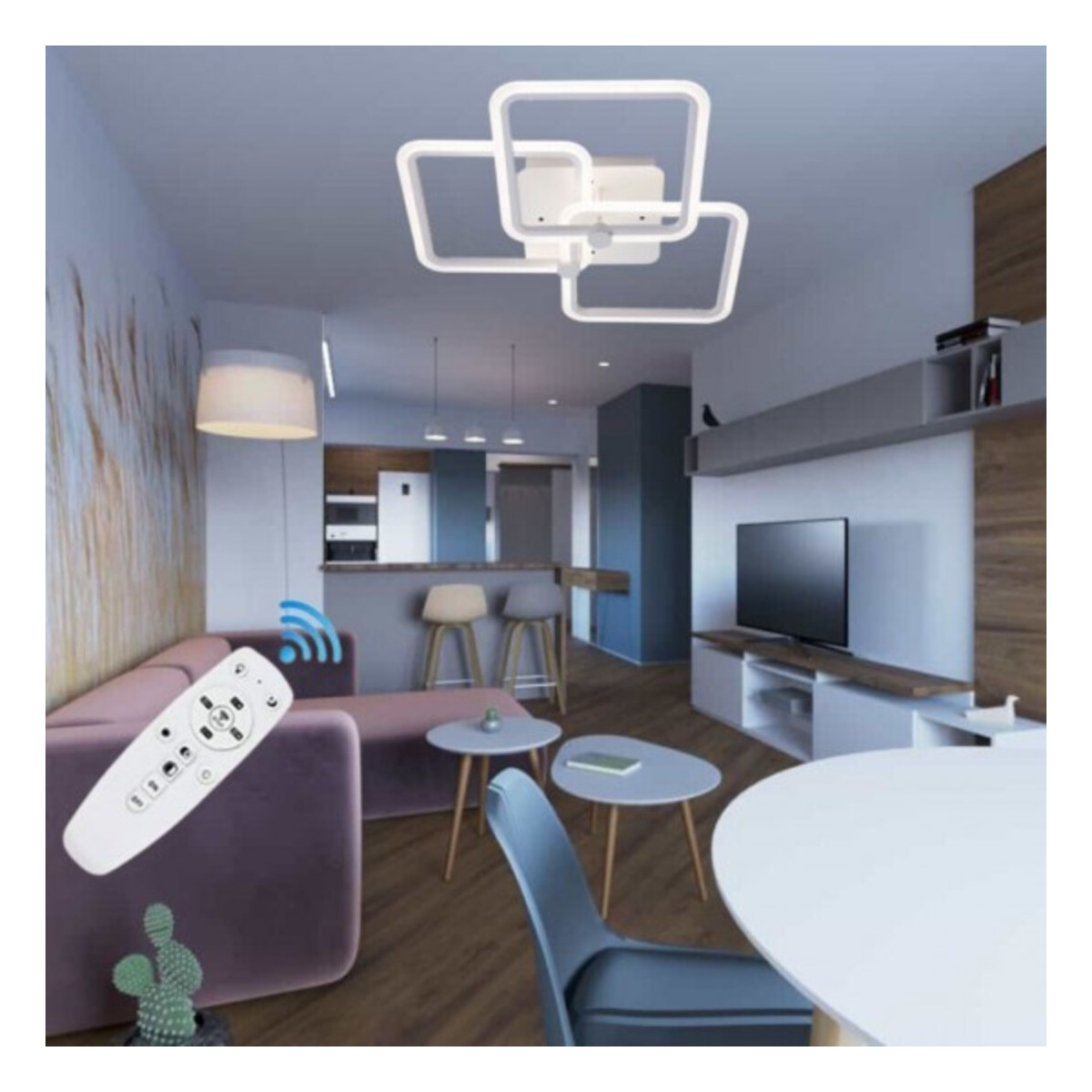 Lustra cu Telecomanda, LED 80W, Design cu 3 Brate