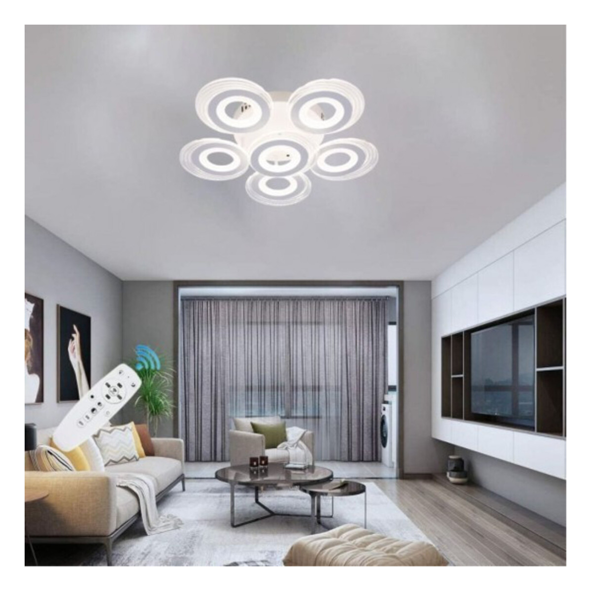 Lustra 6 Brate, LED 150W, Control de la Distanta