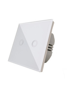 Intrerupator Tactil Dublu, Alb, Sticla