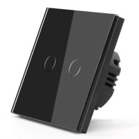 Intrerupator Touch Dublu, Negru, Sticla