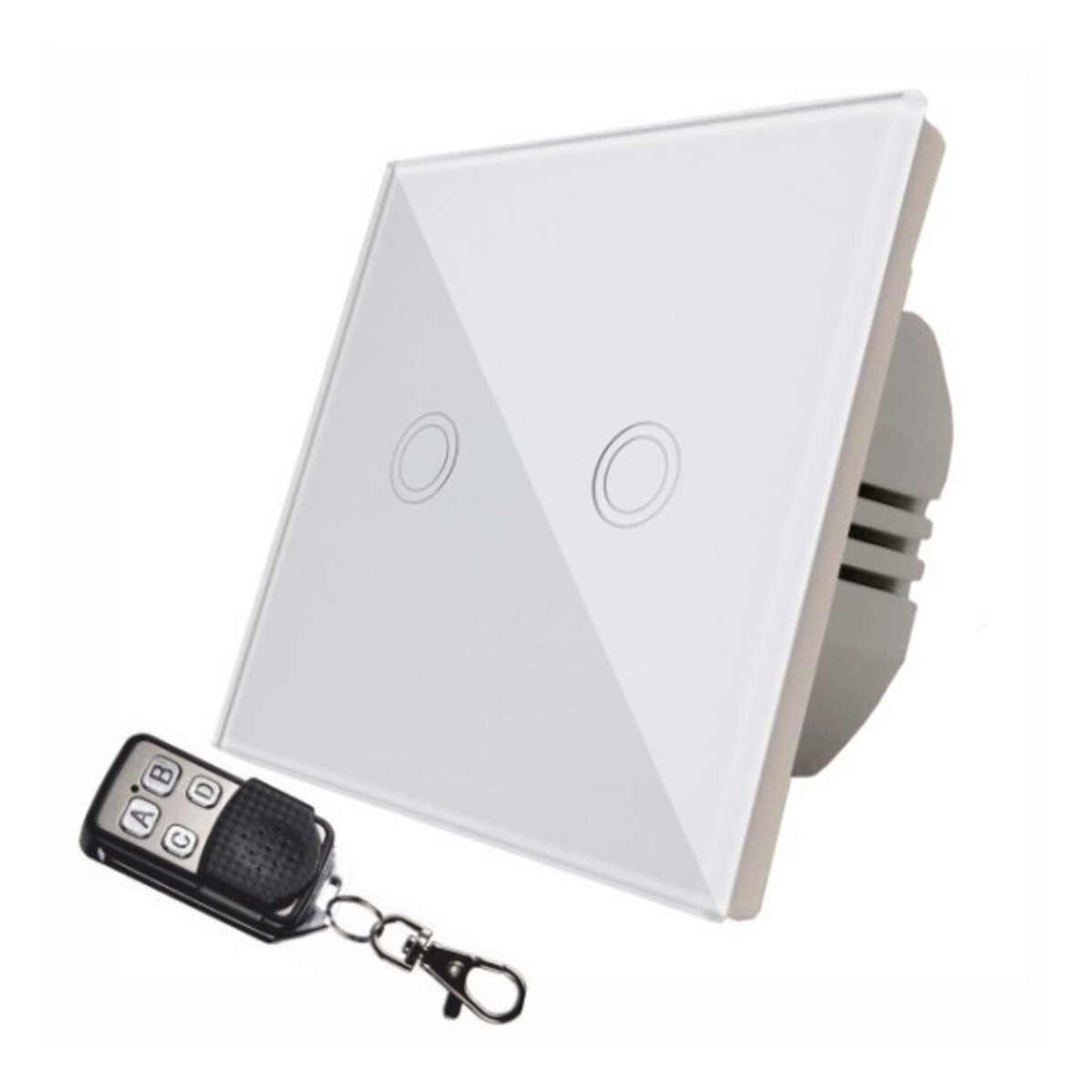 Intrerupator Dublu Touch, Sticla Alba, Telecomanda RF