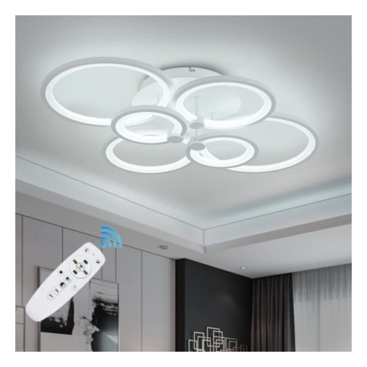 Lustra LED 100W, 6 Brate, Intensitate Reglabila, Telecomanda - 2