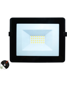 Proiector LED 20W, Senzor Crepuscular, Negru, 4000K, Cu Fotocelula