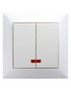 Intrerupator Alb, Dublu, LED, Spin Top