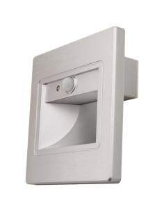 Spot LED Incastrabil 1W, Argintiu, Senzor Perete/Scara, Lumina Alb Natural