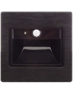 Spot LED Negru, 1W, Alb Natural, Senzor pentru Perete sau Scara, Incastrabil
