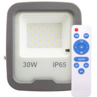Proiector LED 30W, 6400K, Gri, cu Telecomanda si Senzor Crepuscular