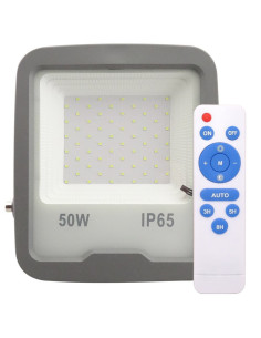 Proiector LED 50W, Gri, 6400K, Telecomanda si Senzor Crepuscular