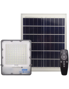 Proiector Solar LED 200W, Alb Rece, IP66, Telecomanda