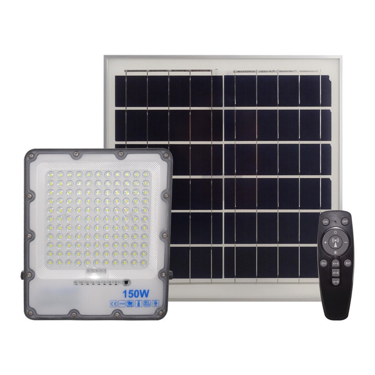 Proiector Solar LED 150W, Alb Rece, IP66, Telecomanda