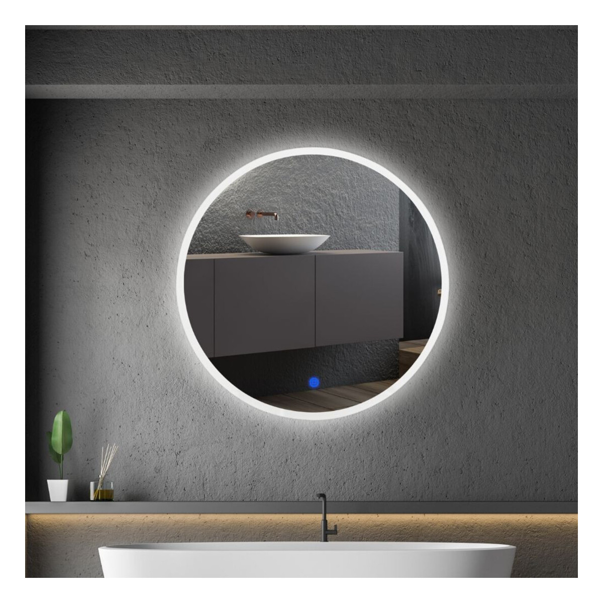 Oglinda Baie LED, 600MM, 15W, Touch, IP44, Lumina Alba Naturala
