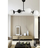 Lustra 4xE27 Neagra, Globuri Albe - 3