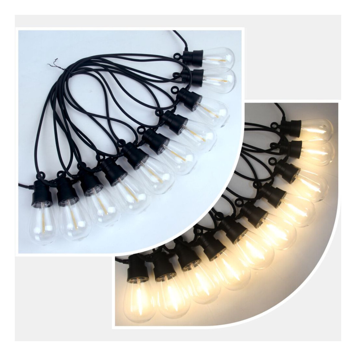 Ghirlanda LED cu Energie Solara, Alb Cald 2700K, Protectie IP44, 10 Becuri