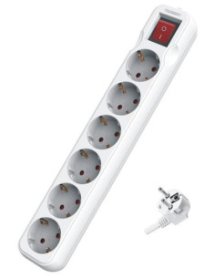 Prelungitor cu 6 prize SCHUKO cu protectie si intrerupator, cablu de 3X1,5mm, lungime 1,5m