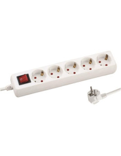 Prelungitor cu 5 prize SCHUKO cu protectie si intrerupator, cablu de 3X1,5mm, lungime 3m