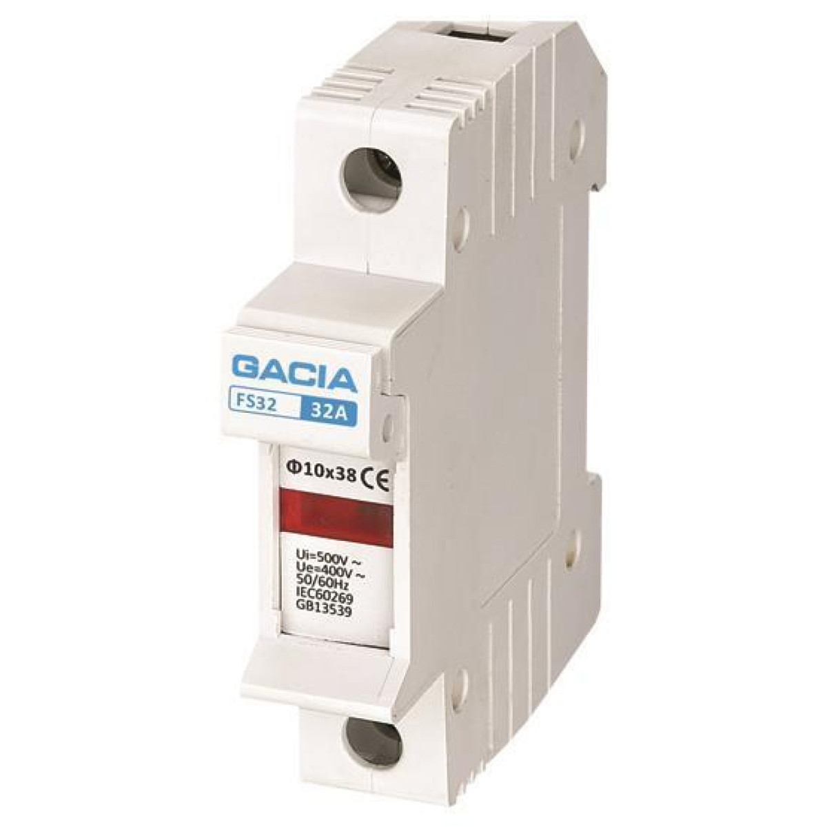 Soclu monopolar pentru sigurante cilindrice cu fixare pe sina FS32 1P 10Χ38 6-32Α