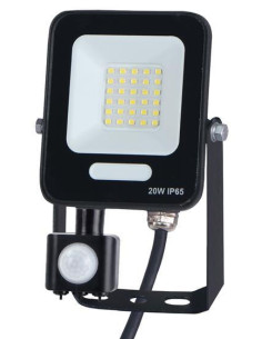 Proiector cu senzor de miscare LED 20W, alb rece 6500K, IP54, flux 2400 lm