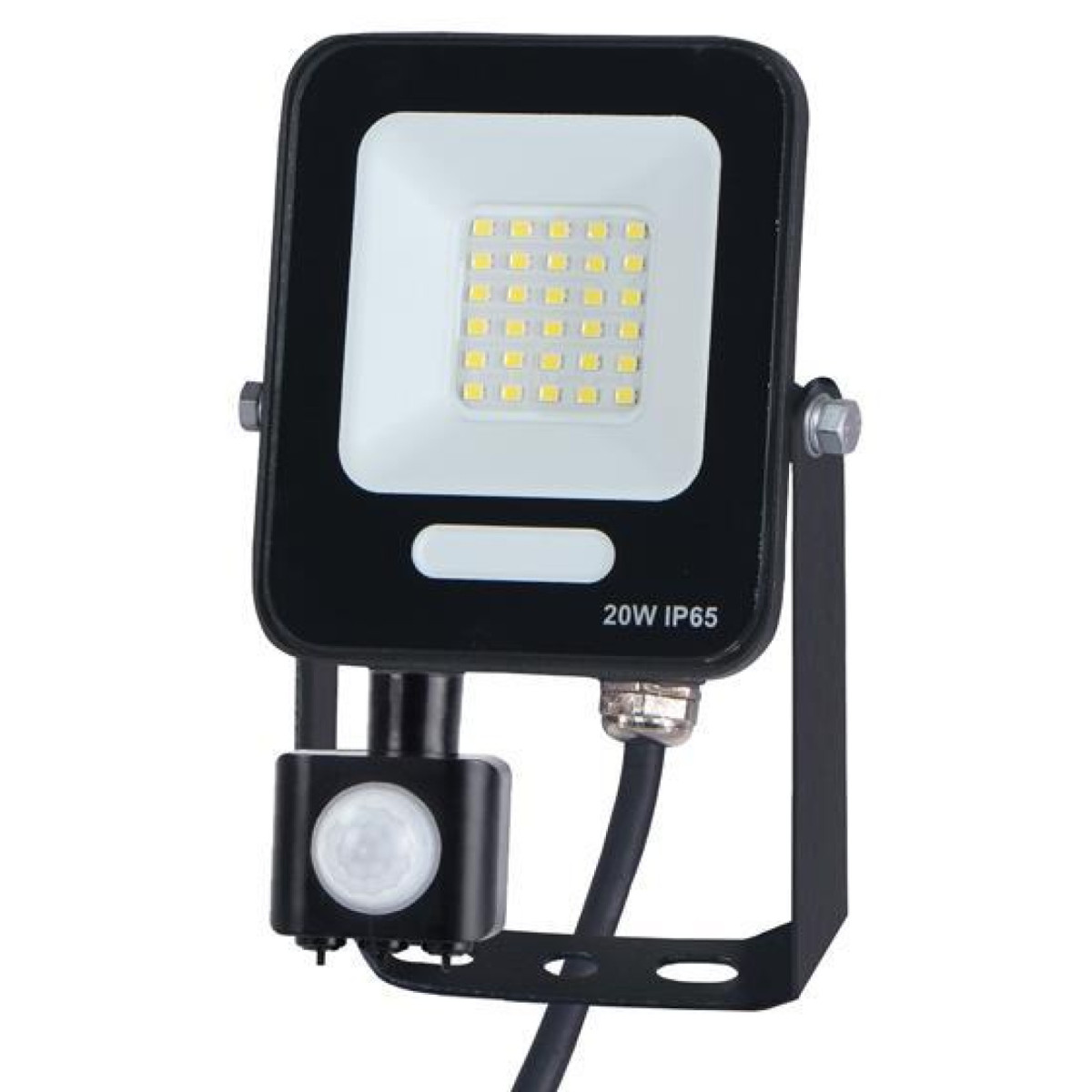 Proiector cu senzor de miscare LED 20W, alb rece 6500K, IP54, flux 2400 lm