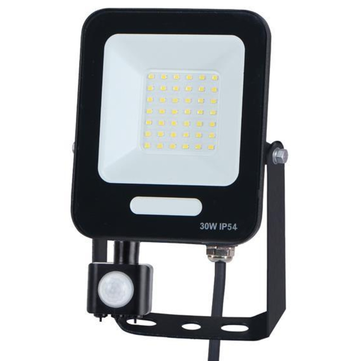 Proiector Negru LED 30W cu Senzor Miscare, IP54, Alb Rece 6500K