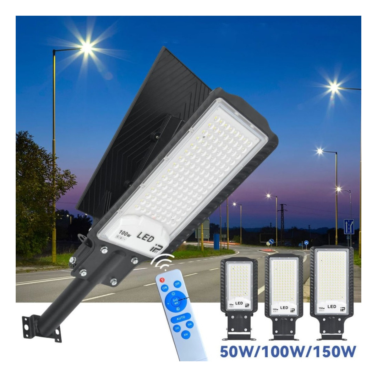 Corp Stradal 50W Panou Solar 6W Reglabil 6500K 5000mah 