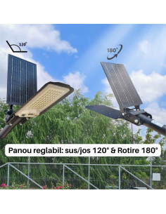 Corp Stradal 50W Panou Solar 6W Reglabil 6500K 5000mah 