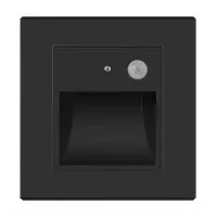 Spot LED Perete 1W Negru cu Senzor 3000K Lumina Calda