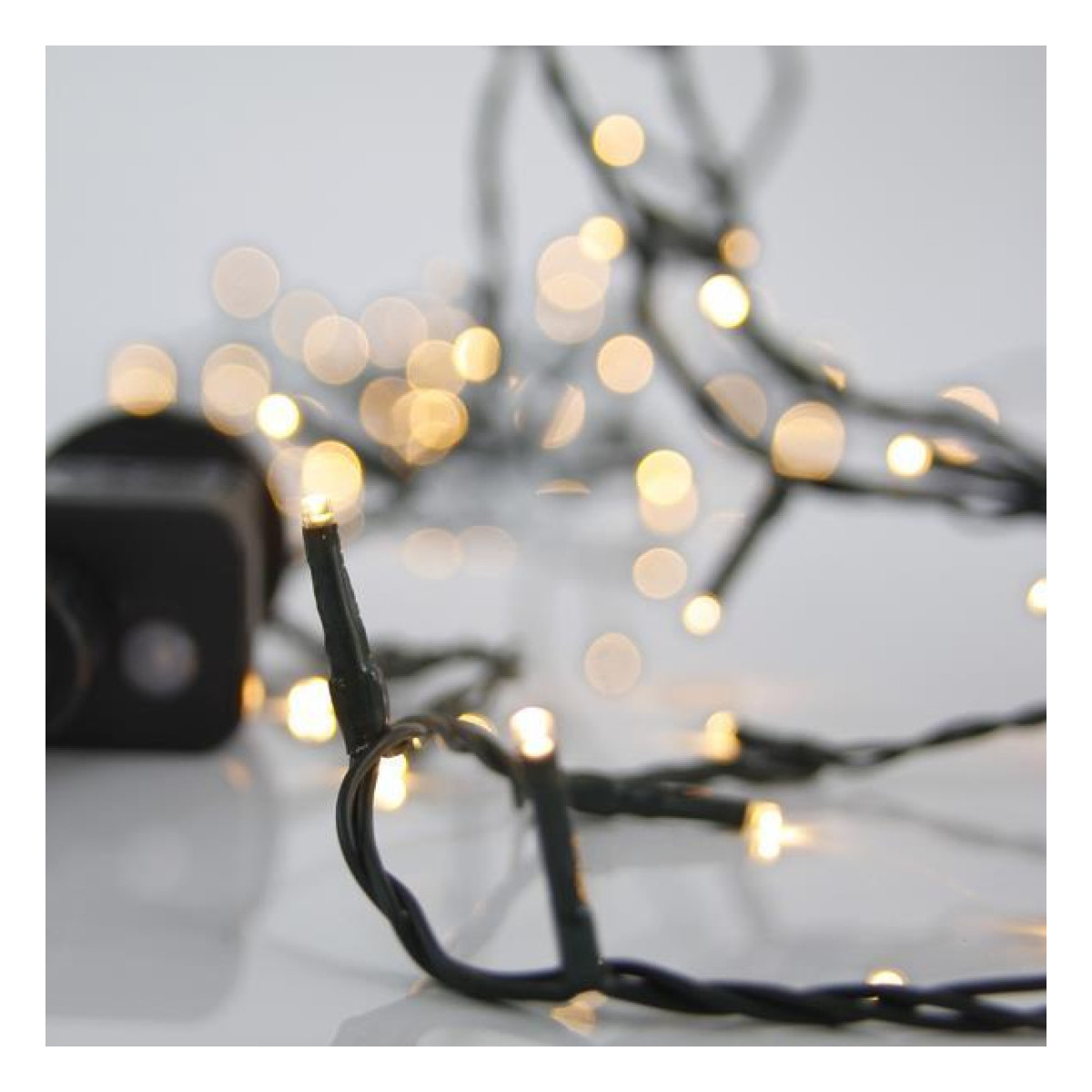 Ghirlanda PRO 400 LED, 8 M/F & Memorie, Fir Verde, Alb Cald, 5cm, Cablu 3m, IP44