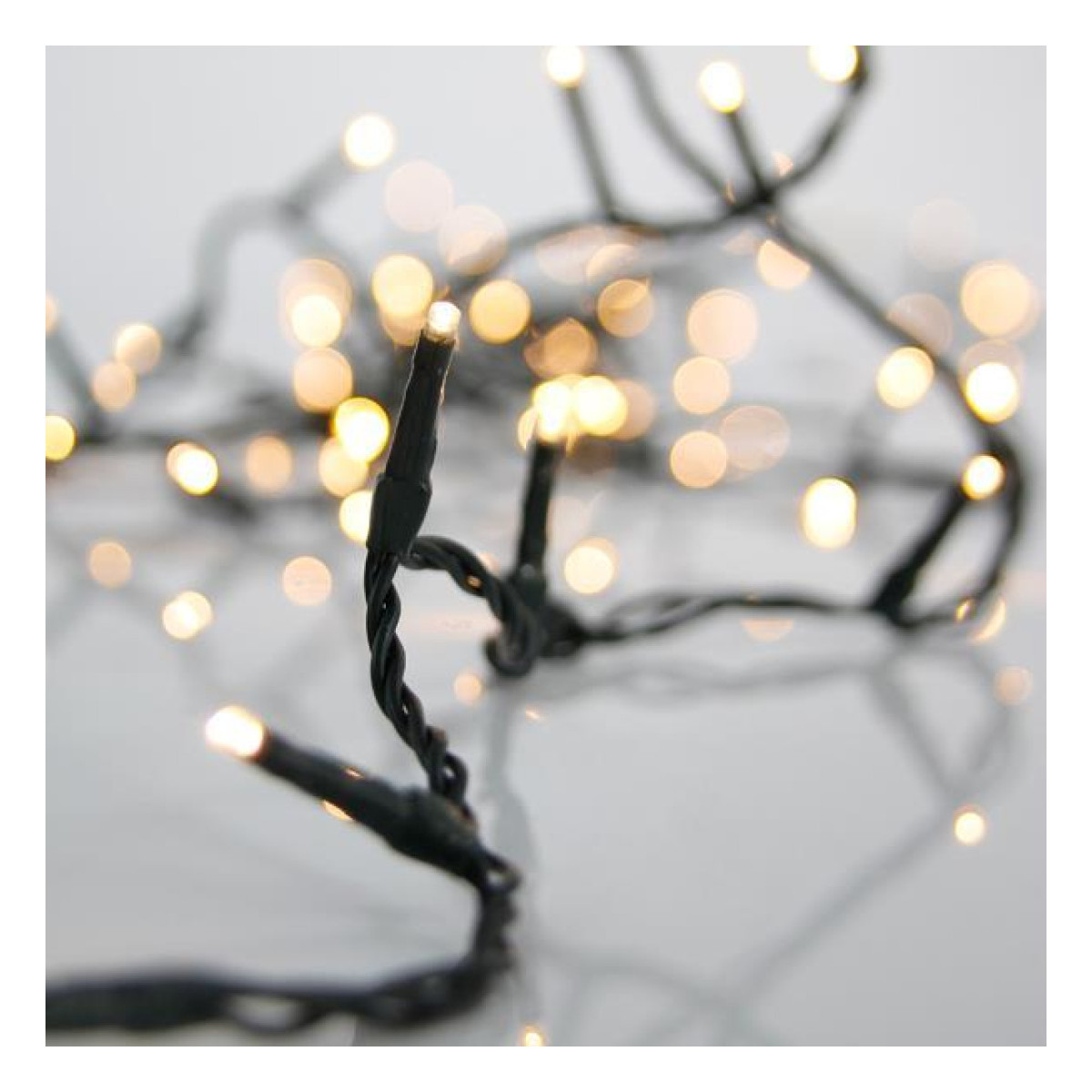 Ghirlanda PRO 1200 LED, Fir Verde, Alb Cald, 5cm, Cablu 3m, IP44