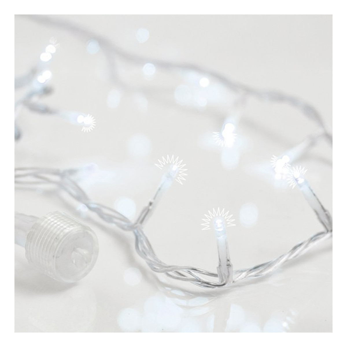 Ghirlanda 300 LED Flash, 4 Conectori pana la 3 Seturi, Fir Transparent, Alb Rece, 10cm, Cablu 3m, IP44