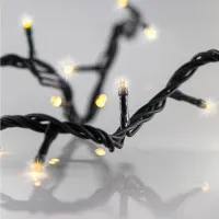 Ghirlanda 300 LED Flash, 4 Conectori pana la 3 Seturi, Fir Verde, Alb Cald, 10cm, Cablu 3m, IP44