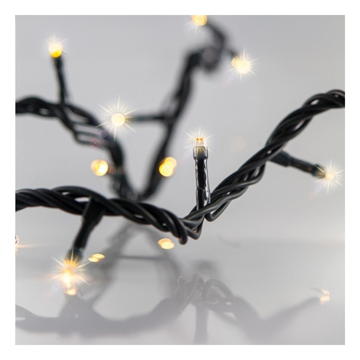 Ghirlanda 300 LED Flash, 4 Conectori pana la 3 Seturi, Fir Verde, Alb Cald, 10cm, Cablu 3m, IP44