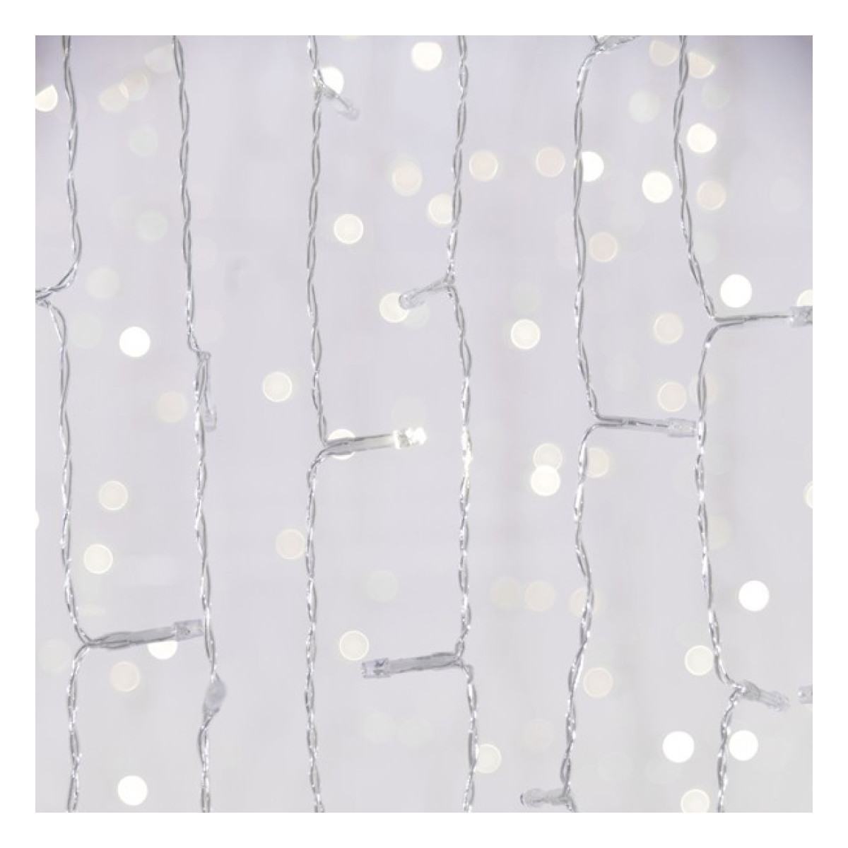 Perdea 500 LED Flash, 4 Conectori pana la 3 Seturi, Fir Transparent, Alb Rece, 300x250cm, Cablu 3m, IP44