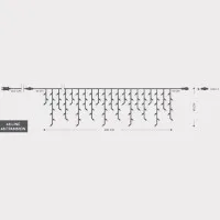 Turture 288 LED, 4 Conectori pana la 3 Seturi, Fir Transparent, Alb Cald (H60 x L600cm, 5/7/5/7), Cablu 3m, IP44
