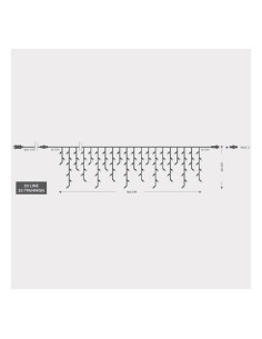 Turture 100 LED, Conectare pana la 3, Fir Transparent, Alb Cald (H60 x L180cm, 3/7/4/6), Cablu 3m, IP44