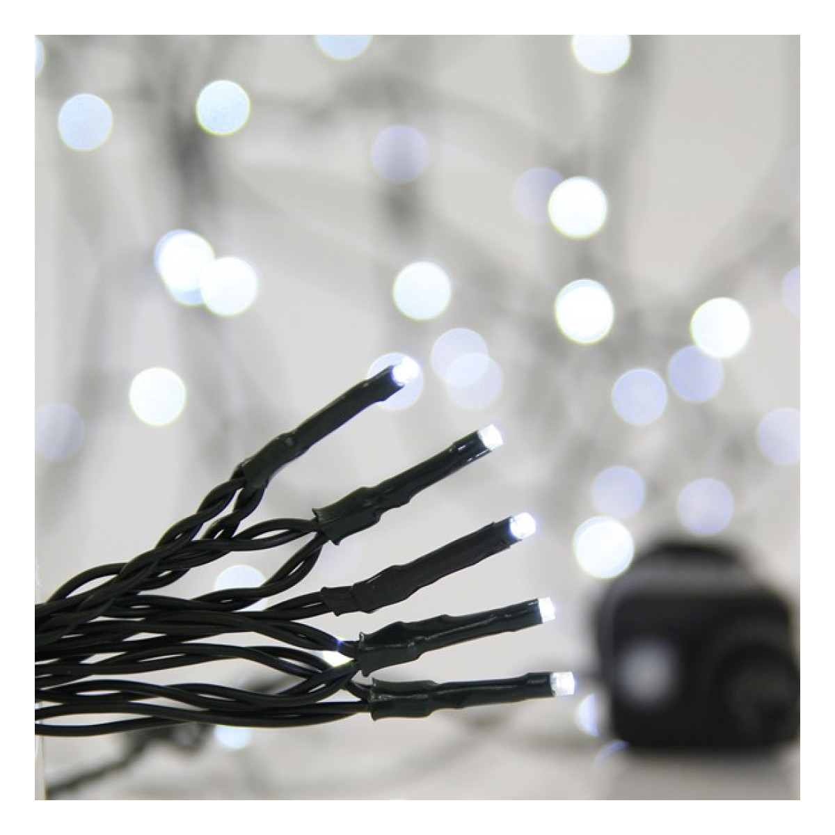 Ghirlanda 700 LED, 8 M/F & Memorie, Fir Verde, Alb Rece, 5cm, Cablu 3m, IP44