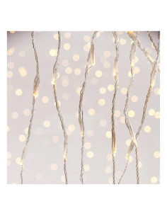 Perdea 240 LED Efect Ninsoare, M/F & Memorie, Fir Transparent, Alb Cald (200 x100cm), Cablu 3m, IP44