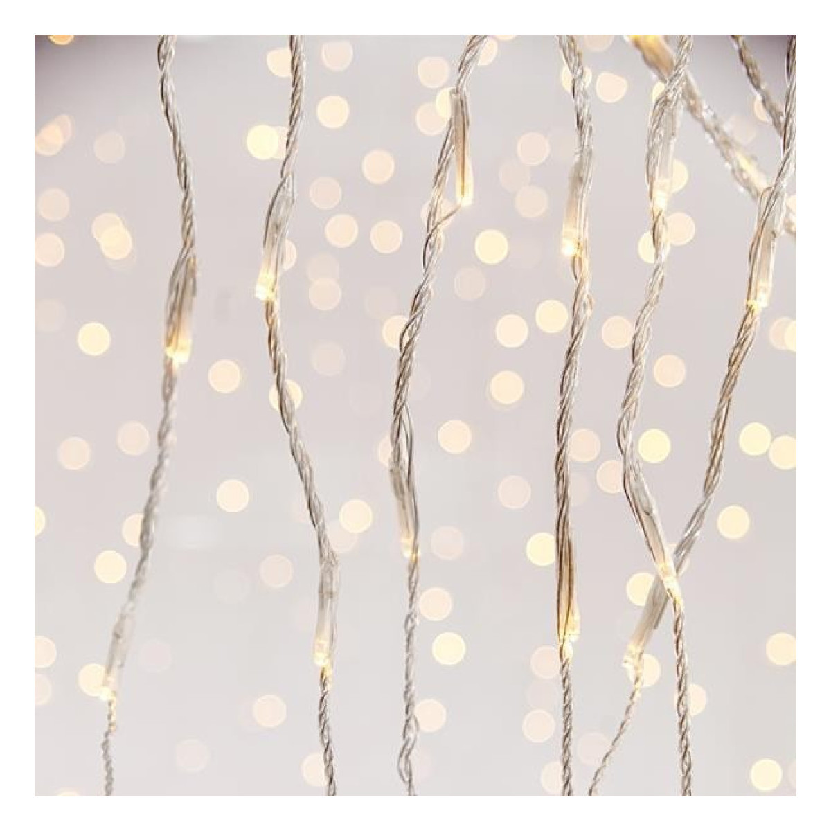 Perdea 240 LED Efect Ninsoare, M/F & Memorie, Fir Transparent, Alb Cald (200 x100cm), Cablu 3m, IP44