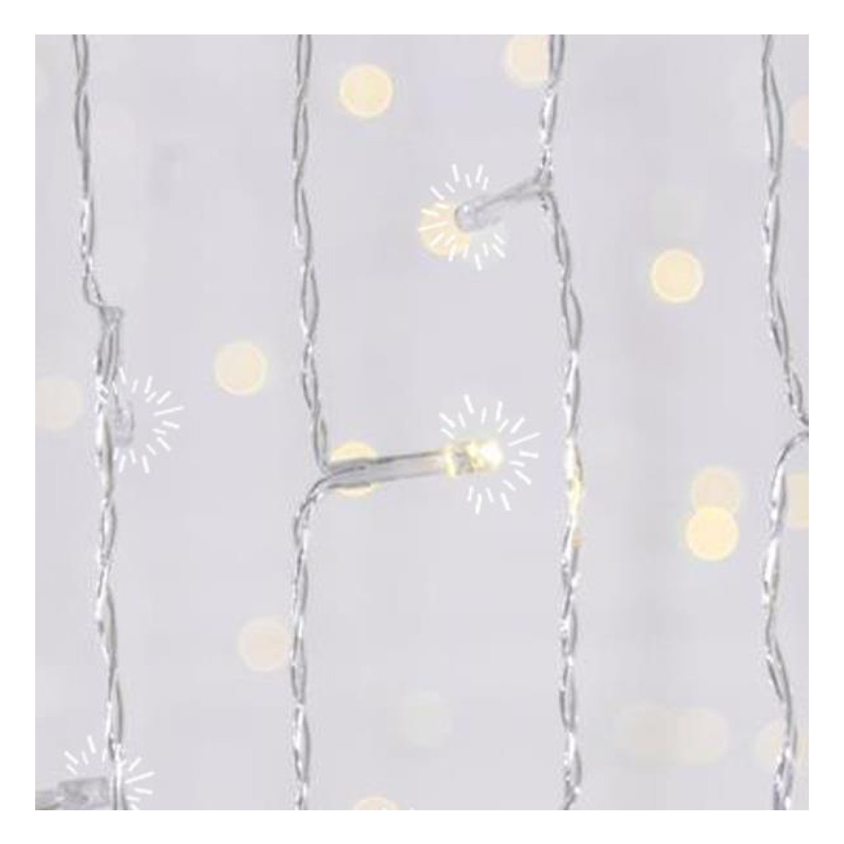 Perdea 500 LED Flash, Fir Transparent, Alb Cald, H250 x L300cm, 20 linii x 25 LED, Cablu 3m