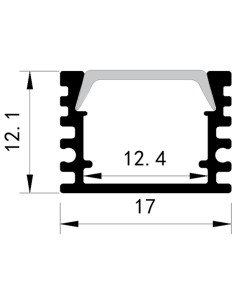 Profil Aplicat Adanc Aluminiu Dispersor 2000x17x12Mm
