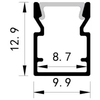 Profil Aplicat Adanc Aluminiu Dispersor 2000x10x13Mm 45° Plus 3