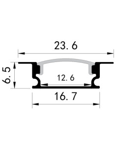 Profil Ingropat Aluminiu Dispersor 2000X23.6X6.5Mm 90° IP44